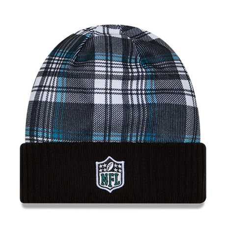 Philadelphia Eagles Statement Black & Green Plaid Cuffed Knit Beanie - New Era - 237011403
