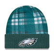 Philadelphia Eagles Statement Green Plaid Cuffed Knit Beanie - New Era - 237011401