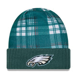 Philadelphia Eagles Statement Green Plaid Cuffed Knit Beanie - New Era - 237011401