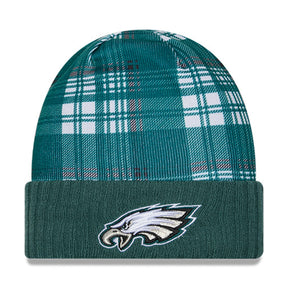 Philadelphia Eagles Statement Green Plaid Cuffed Knit Beanie - New Era - 237011401