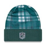 Philadelphia Eagles Statement Green Plaid Cuffed Knit Beanie - New Era - 237011401