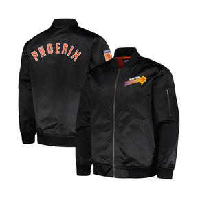 Phoenix Suns Black Hardwood Classics Vintage Logo Black Full - Zip Bomber Jacket - Mitchell & Ness - 22030322601