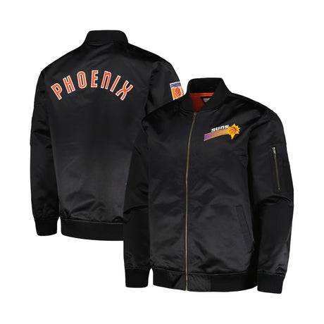 Phoenix Suns Black Hardwood Classics Vintage Logo Black Full - Zip Bomber Jacket - Mitchell & Ness - 22030322601