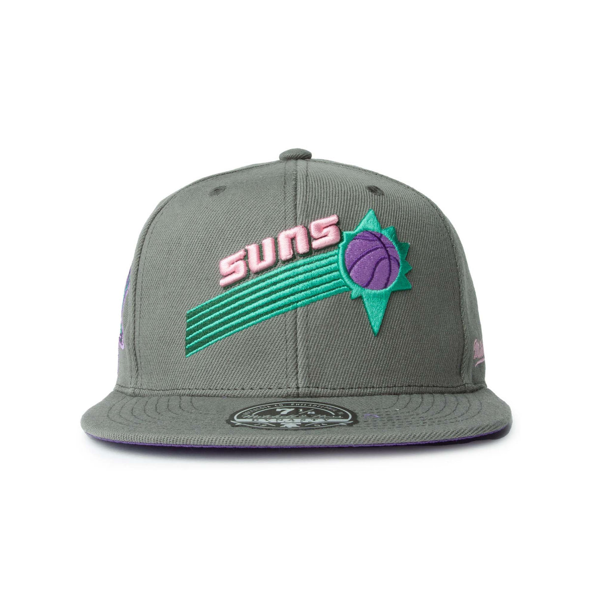 Phoenix Suns Silver Classic Fitted Hat - Mitchell & Ness - 