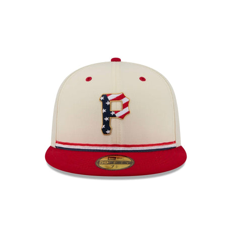 Pittsburgh Pirates Independence Day 2026 Cream Red 59FIFTY Fitted Hat - New Era - 37090342101