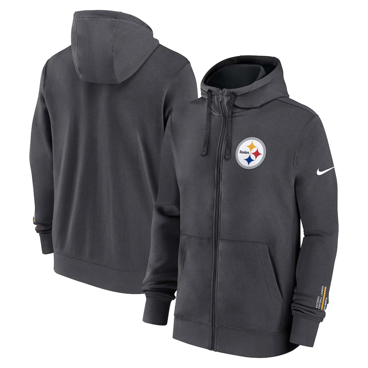 Pittsburgh Steelers Nike Anthracite Primetime Club Full - Zip Hoodie - Nike - 