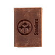 Pittsburgh Steelers, Tri-Fold Wallet, Brown, CH, 100% Genuine Leather - EG Collective - 801946048367
