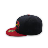 Portland Beavers Script & Beaver Logo Navy/Red Fitted Hat - New Era - 