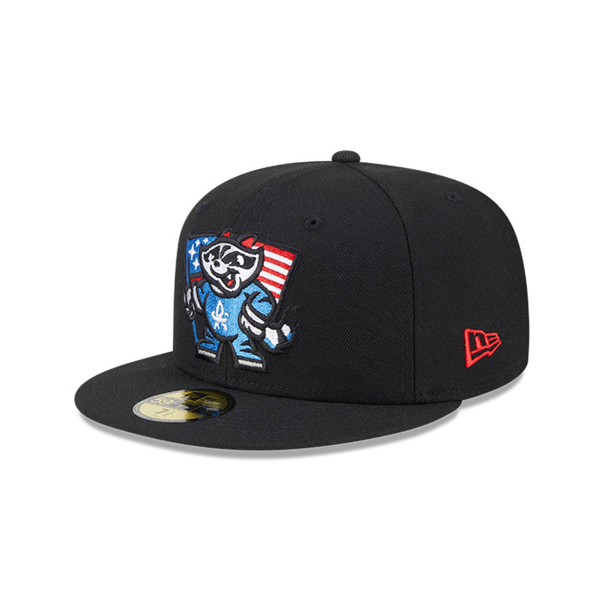 Rocket City Trash Pandas Alternate Americana Mascot Black 59FIFTY Fitted Hat - New Era - 232605402556