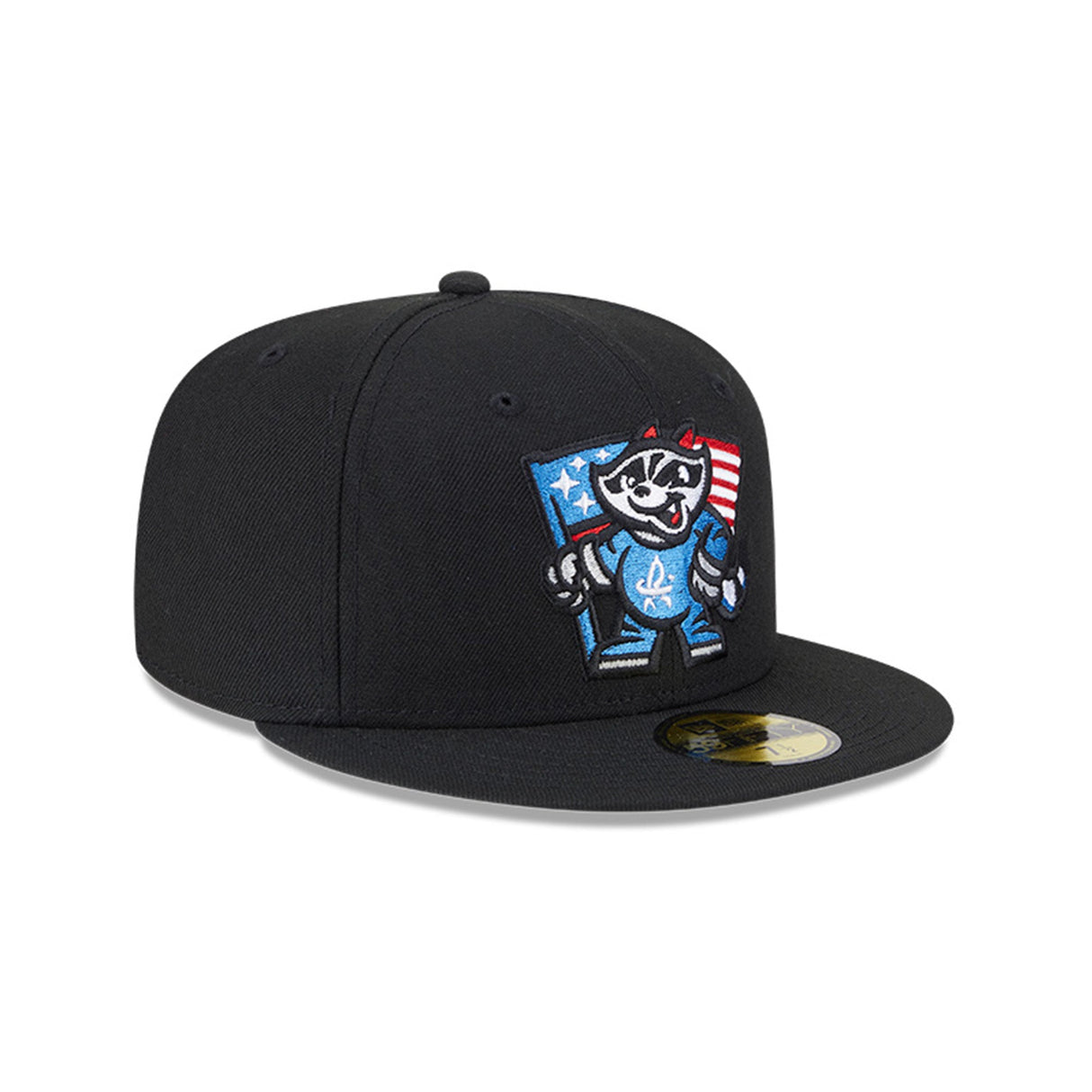 Rocket City Trash Pandas Alternate Americana Mascot Black 59FIFTY Fitted Hat - New Era - 232605402556
