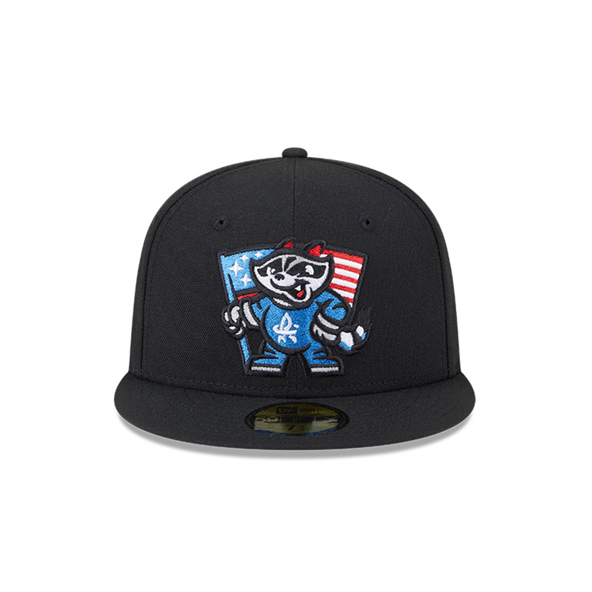 Rocket City Trash Pandas Alternate Americana Mascot Black 59FIFTY Fitted Hat - New Era - 232605402556