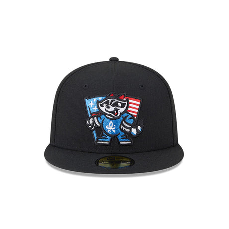 Rocket City Trash Pandas Alternate Americana Mascot Black 59FIFTY Fitted Hat - New Era - 232605402556