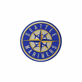 Seattle Mariners embroidered patch featuring the compass rose logo with blue and gold detailing. Perfect for fans and collectors.
