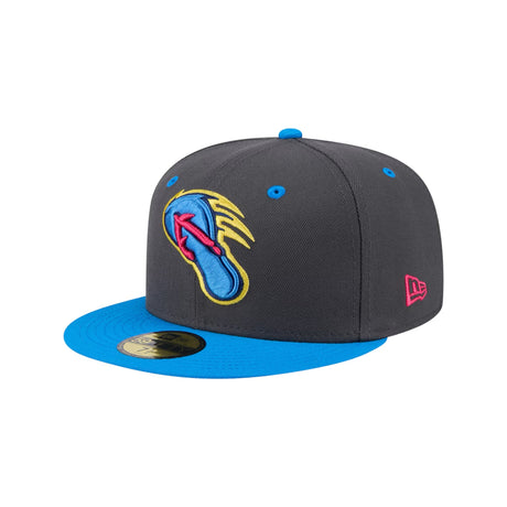 San Antonio Missions Copa de la Diversión Flying Chanclas Graphite Blue 59FIFTY Fitted Hat - New Era - 230404419434