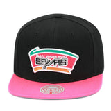 San Antonio Spurs Black/Pink HWC Snapback Hat - Mitchell & Ness - 
