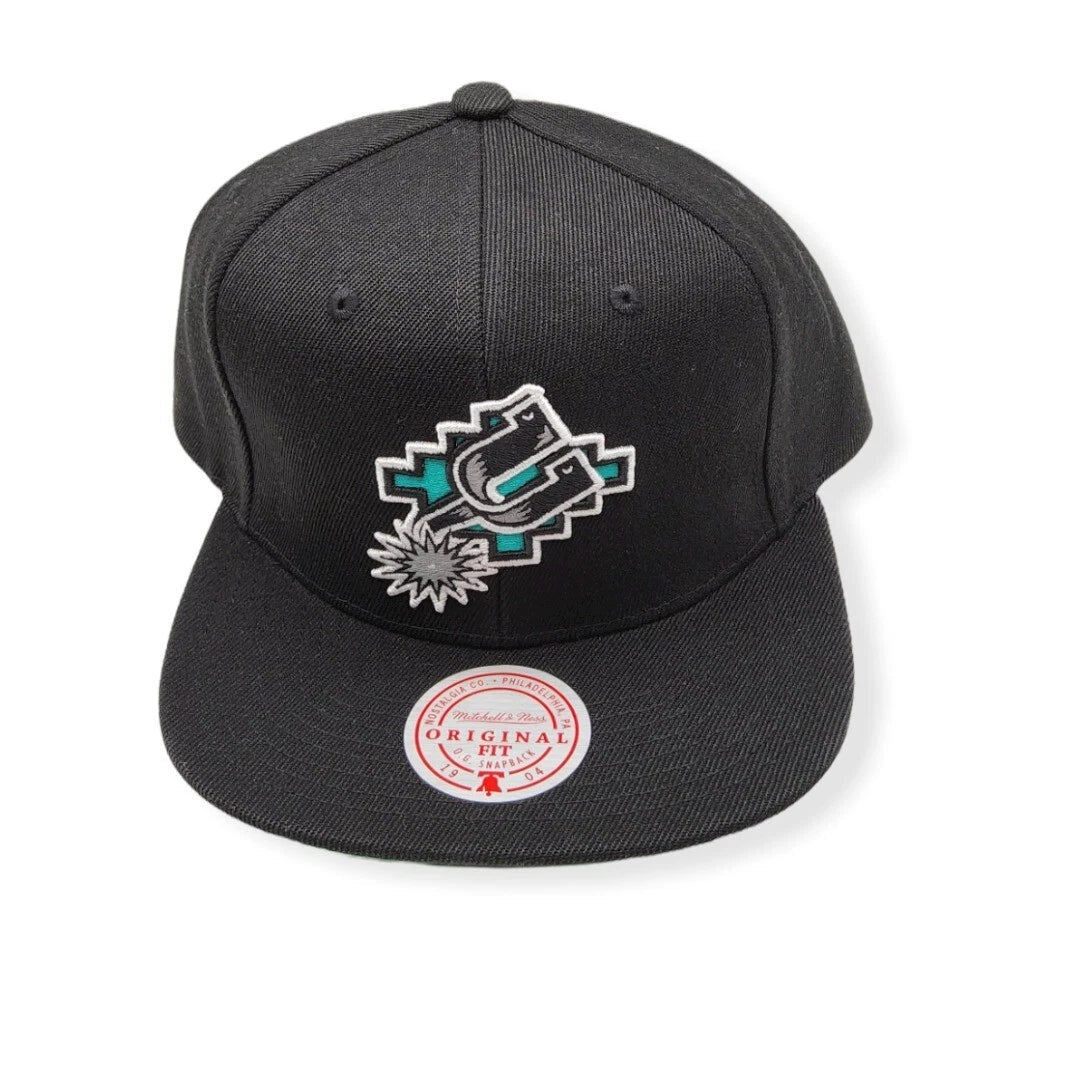 San Antonio Spurs Black/Teal Snapback Hat - Mitchell & Ness - 