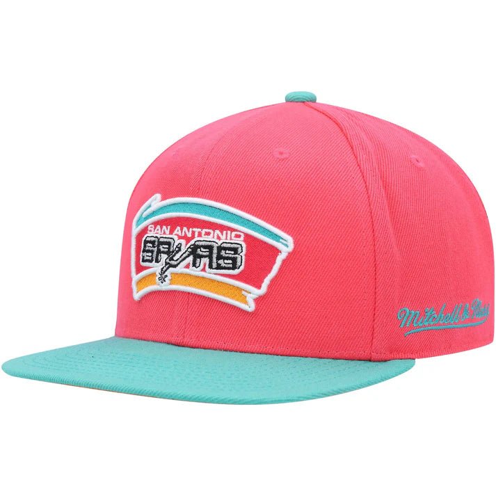San Antonio Spurs Pink/Aqua 2 - Tone HWC Snapback Hat - Mitchell & Ness - 