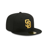 San Diego Padres Basic Black & Gold Logo 59FIFTY Fitted Hat - New Era - 23863641901