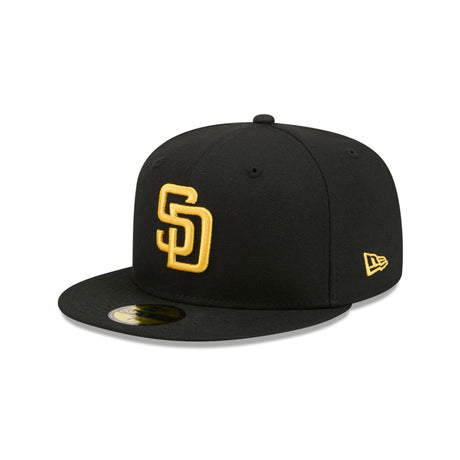 San Diego Padres Basic Black & Gold Logo 59FIFTY Fitted Hat - New Era - 23863641901