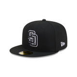 San Diego Padres Black & White Logo 59FIFTY Fitted Hat - New Era - 23011141912