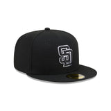 San Diego Padres Black & White Logo 59FIFTY Fitted Hat - New Era - 23011141912