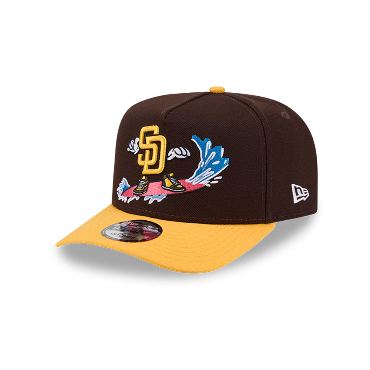 San Diego Padres Cartoon Surf Brown & Gold 9FIFTY A - Frame Snapback Hat - New Era - 230118419