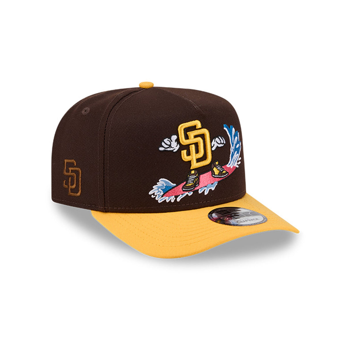 San Diego Padres Cartoon Surf Brown & Gold 9FIFTY A - Frame Snapback Hat - New Era - 230118419