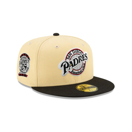 San Diego Padres Cooperstown Collection 25th Anniversary Side Patch Gold 59FIFTY Fitted Hat - New Era - 23338841912