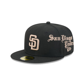 San Diego Padres Gothic Lettering Black 59FIFTY Fitted Hat - New Era - 23014341901