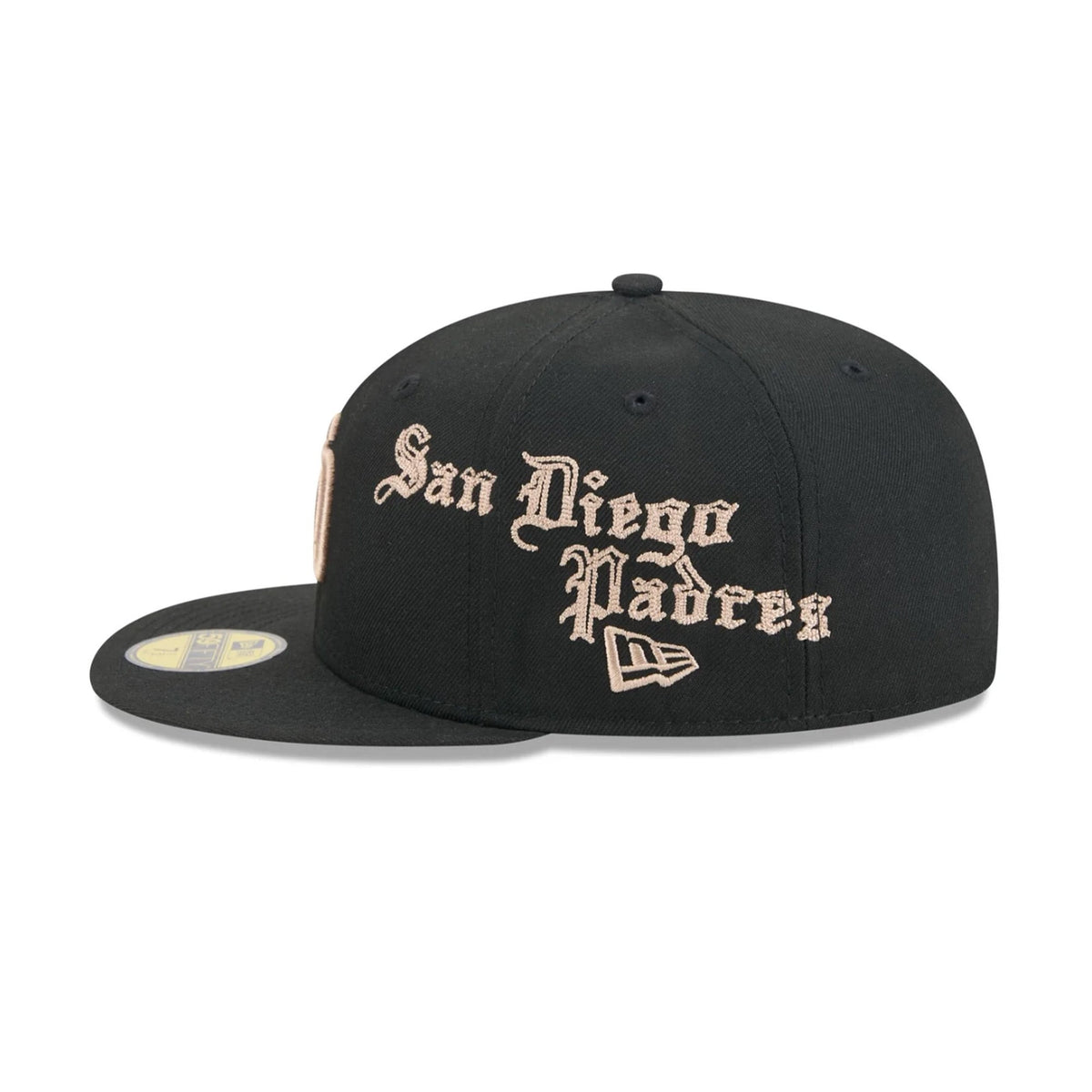 San Diego Padres Gothic Lettering Black 59FIFTY Fitted Hat - New Era - 23014341901