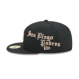 San Diego Padres Gothic Lettering Black 59FIFTY Fitted Hat - New Era - 23014341901