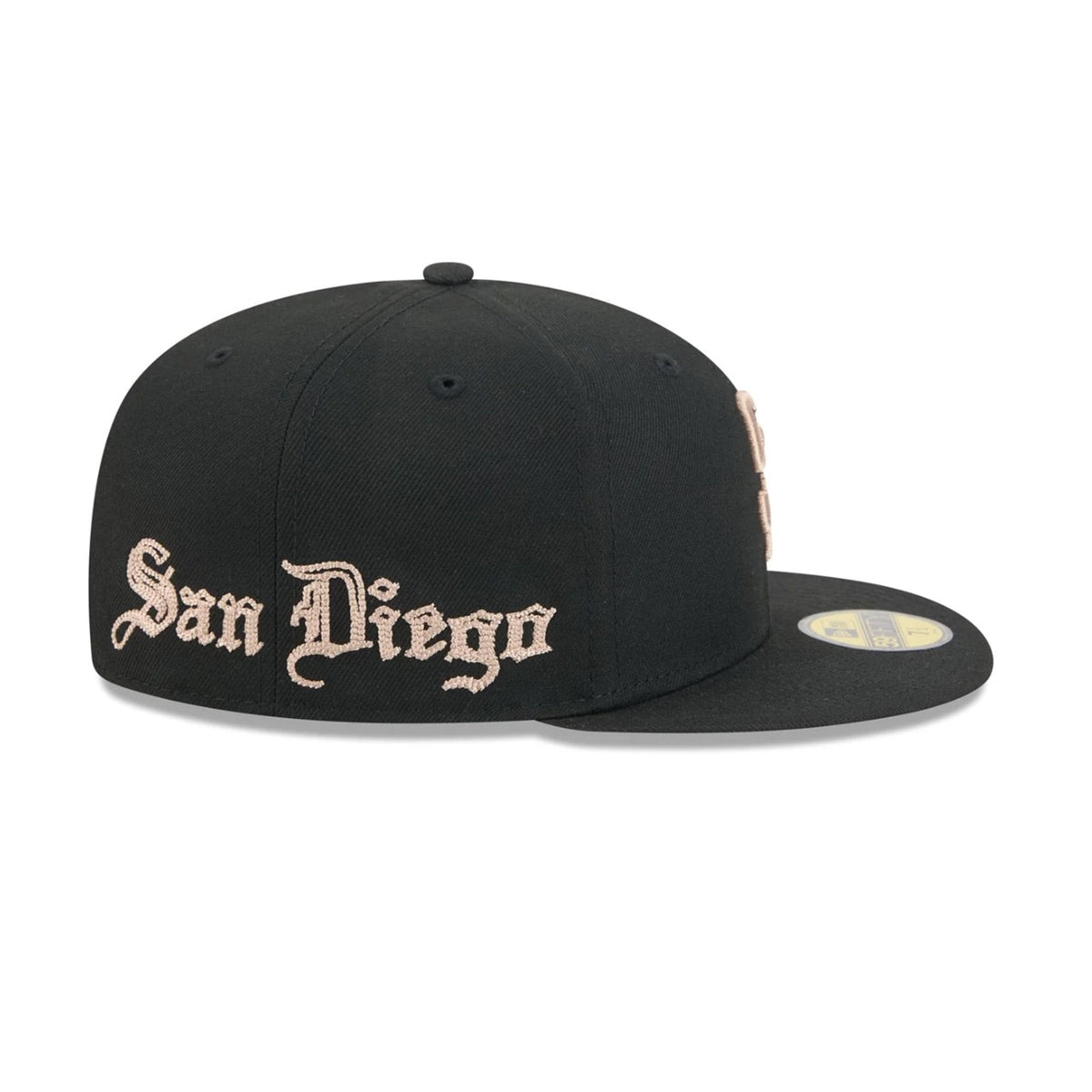 San Diego Padres Gothic Lettering Black 59FIFTY Fitted Hat - New Era - 23014341901