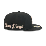 San Diego Padres Gothic Lettering Black 59FIFTY Fitted Hat - New Era - 23014341901