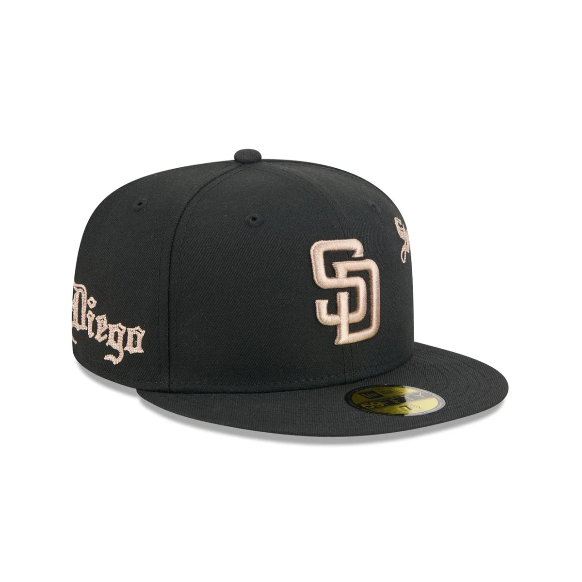 San Diego Padres Gothic Lettering Black 59FIFTY Fitted Hat - New Era - 23014341901