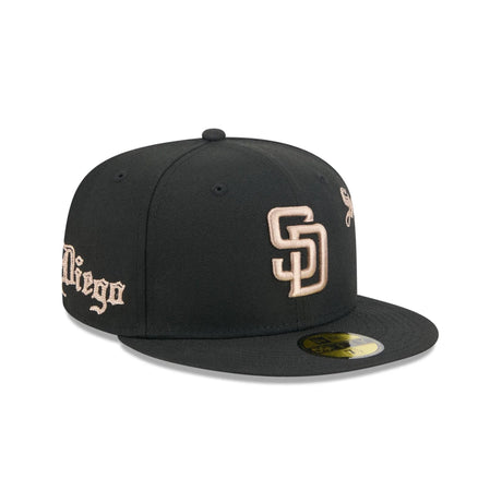 San Diego Padres Gothic Lettering Black 59FIFTY Fitted Hat - New Era - 23014341901