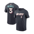 San Diego Padres Jackson Merrill City Connect Obsidian Name & Number T-Shirt - Nike - 232002419534
