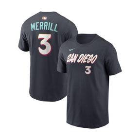 San Diego Padres Jackson Merrill City Connect Obsidian Name & Number T-Shirt - Nike - 232002419534