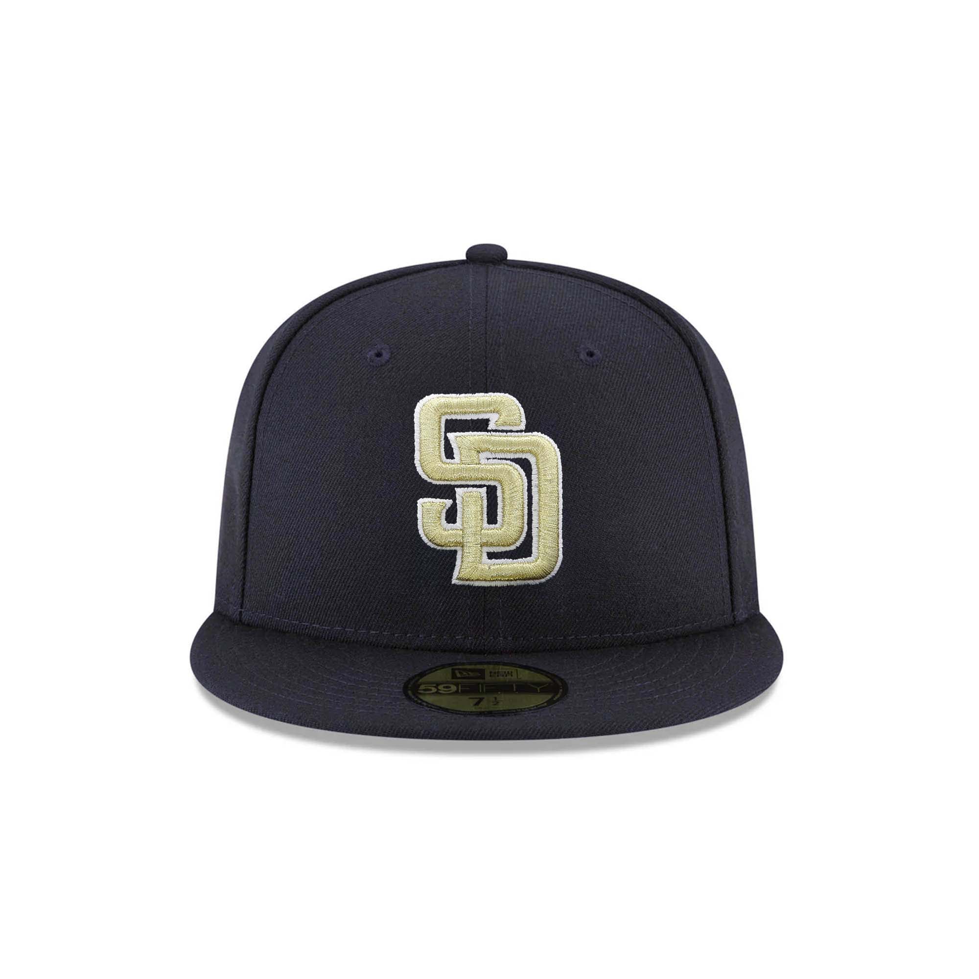 新品NEW ERA/SD 59Fifty Logo Cap San Diego Padres New Era Navy with Gold SD Logo 59FIFTY Fitted Hat