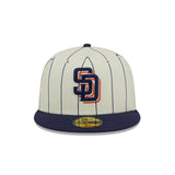 San Diego Padres Retro City Pinstripe Cream & Navy 59FIFTY Fitted Hat - New Era - 23710141901