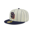 San Diego Padres Retro City Pinstripe Cream & Navy 59FIFTY Fitted Hat - New Era - 23710141901