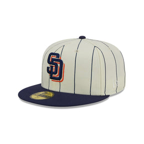 San Diego Padres Retro City Pinstripe Cream & Navy 59FIFTY Fitted Hat - New Era - 23710141901