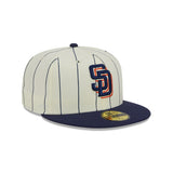 San Diego Padres Retro City Pinstripe Cream & Navy 59FIFTY Fitted Hat - New Era - 23710141901