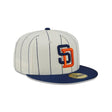 San Diego Padres Team Shimmer Pinstripe Cream & Navy 59FIFTY Fitted Hat - New Era - 23332541901