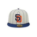 San Diego Padres Team Shimmer Pinstripe Cream & Navy 59FIFTY Fitted Hat - New Era - 23332541901