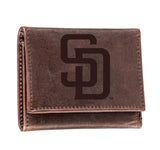 San Diego Padres Tri-Fold Wallet Brown 100% Genuine Leather - EG Collective - 801946416401