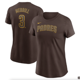 San Diego Padres Women's Jackson Merrill Nike Brown Fuse Name & Number T-Shirt - Nike - 