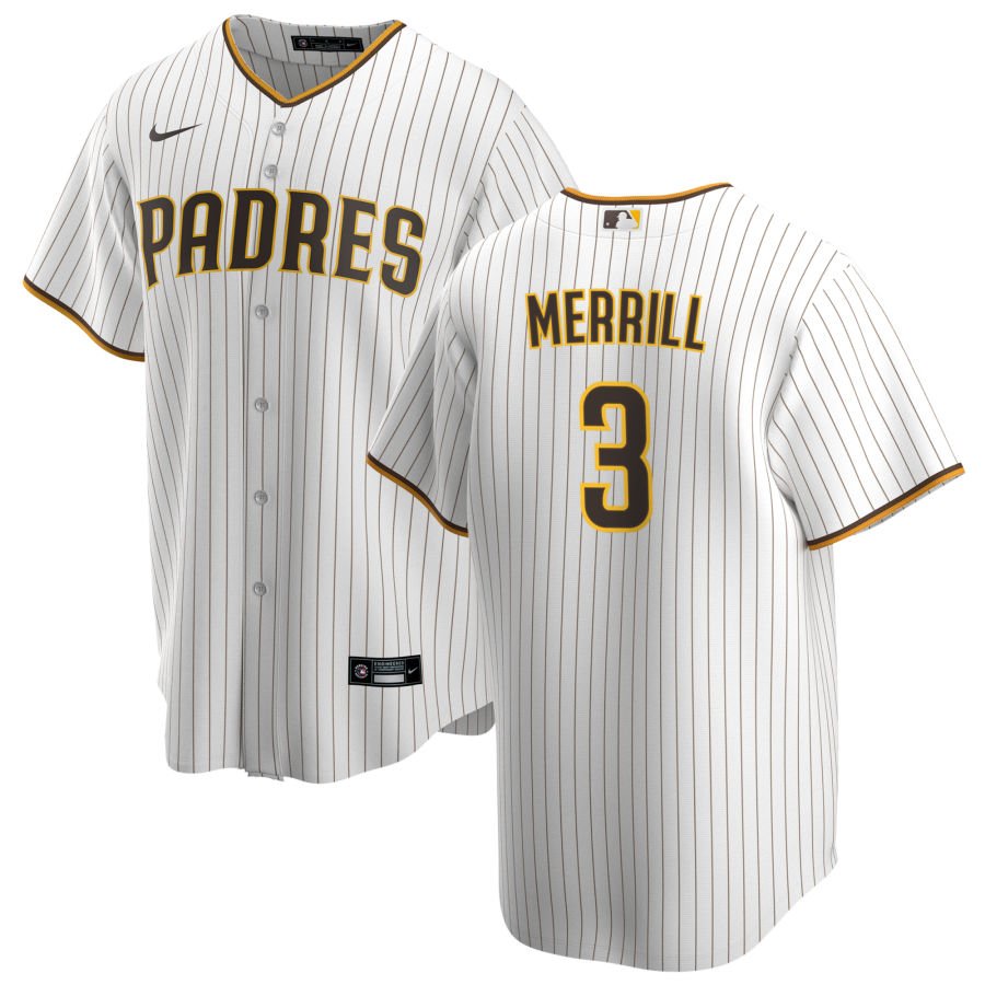 San Diego Padres YOUTH Jackson Merrill White Pinstripe Home Nike Player Jersey - Nike - 