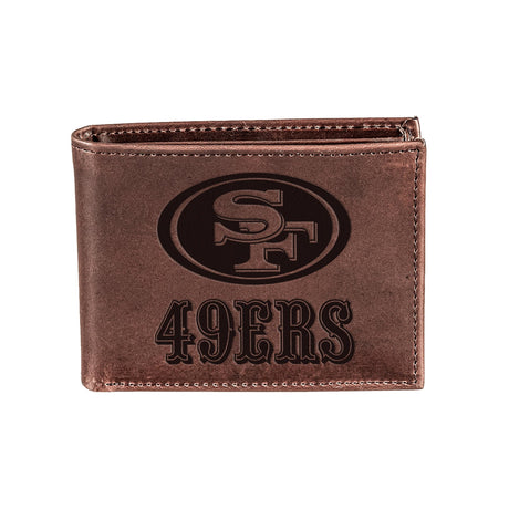 San Francisco 49ers, Bi-Fold Wallet, Brown, CH, 100% Genuine Leather - EG Collective - 808412080142