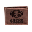 San Francisco 49ers, Bi - Fold Wallet, Brown, CH, 100% Genuine Leather - EG Collective - 808412080142