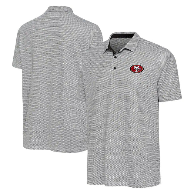 San Francisco 49ers Black & White Antigua Intersect Polo - Antigua - 